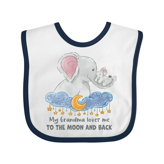 Inktastic My Grandma Loves Me to the Moon and Back Elephant Family Boys or Girls Baby Bib