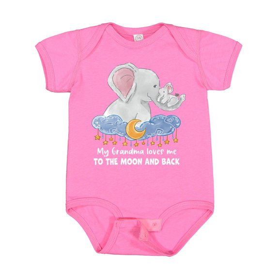 Inktastic My Grandma Loves Me to the Moon and Back Elephant Family Boys or Girls Baby Bodysuit