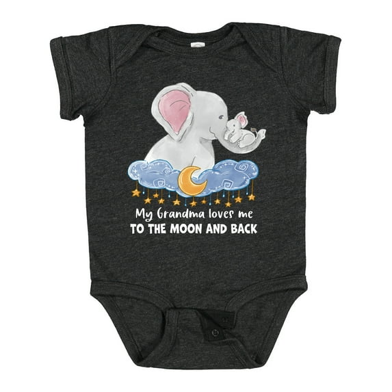Inktastic My Grandma Loves Me to the Moon and Back Elephant Family Boys or Girls Baby Bodysuit