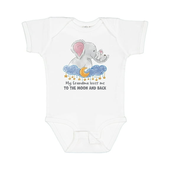 Inktastic My Grandma Loves Me to the Moon and Back Elephant Family Boys or Girls Baby Bodysuit
