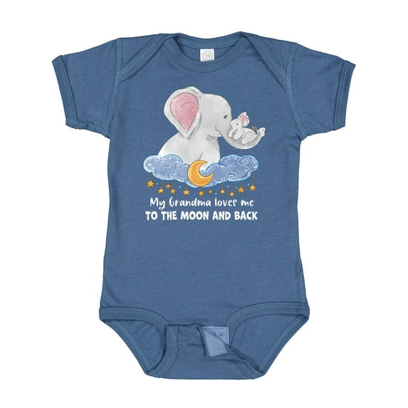 Inktastic My Grandma Loves Me to the Moon and Back Elephant Family Boys or Girls Baby Bodysuit