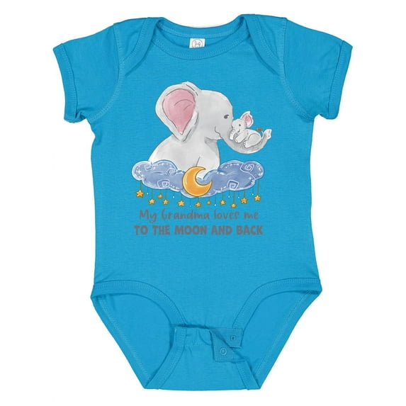 Inktastic My Grandma Loves Me to the Moon and Back Elephant Family Boys or Girls Baby Bodysuit