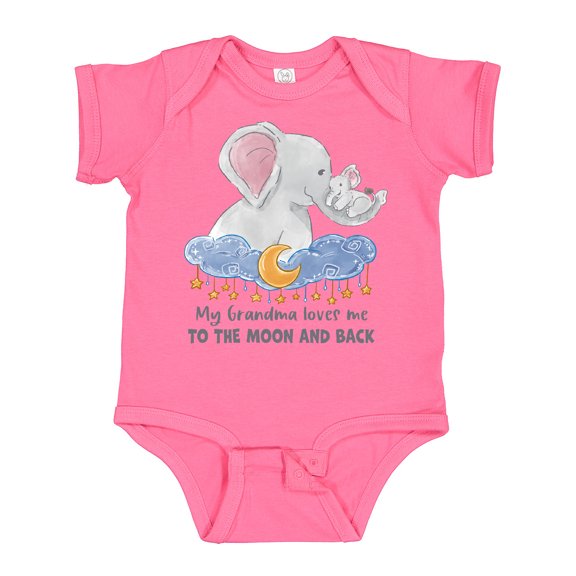 Inktastic My Grandma Loves Me to the Moon and Back Elephant Family Boys or Girls Baby Bodysuit