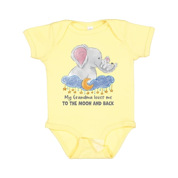 Inktastic My Grandma Loves Me to the Moon and Back Elephant Family Boys or Girls Baby Bodysuit