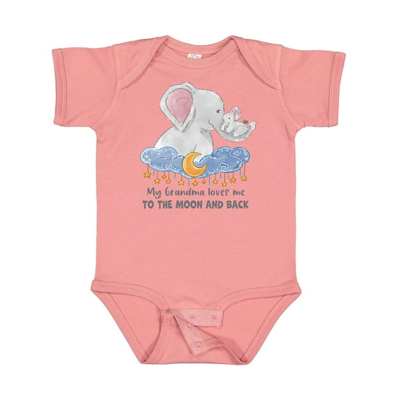 Inktastic My Grandma Loves Me to the Moon and Back Elephant Family Boys or Girls Baby Bodysuit