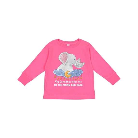 Inktastic My Grandma Loves Me to the Moon and Back Elephant Family Boys or Girls Long Sleeve Toddler T-Shirt