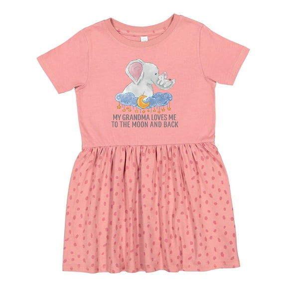 Inktastic My Grandma Loves Me to the Moon and Back Elephants in Clouds Girls Toddler Dress