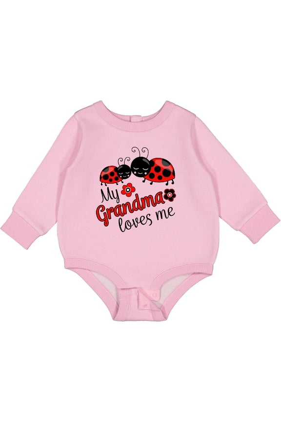 My Grandma Loves Me with Cute Ladybugs Baby Fleece Bodysuit