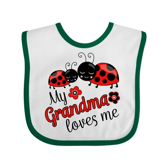 Inktastic My Grandma Loves Me with Cute Ladybugs Boys or Girls Baby Bib
