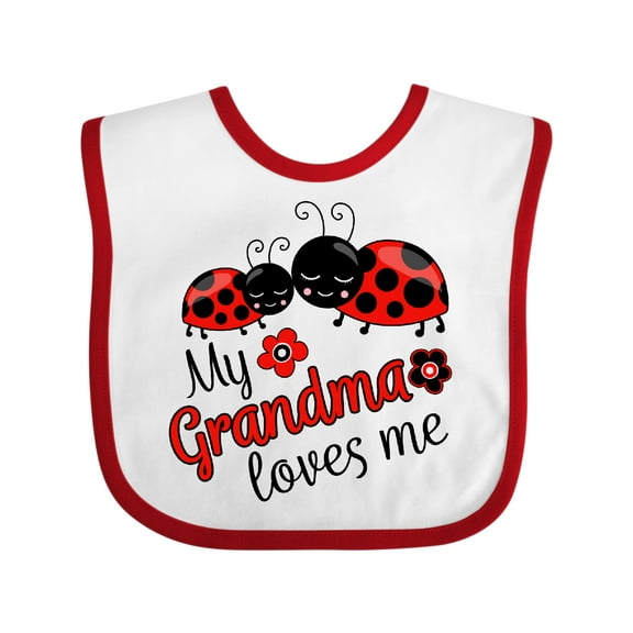Inktastic My Grandma Loves Me with Cute Ladybugs Boys or Girls Baby Bib