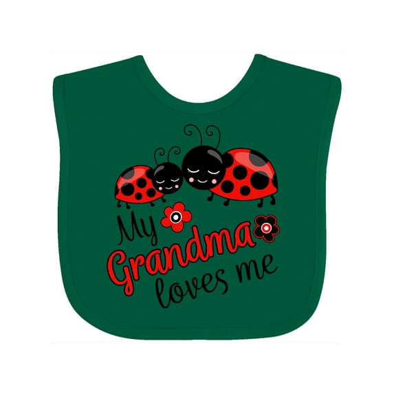 Inktastic My Grandma Loves Me with Cute Ladybugs Boys or Girls Baby Bib