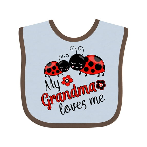 Inktastic My Grandma Loves Me with Cute Ladybugs Boys or Girls Baby Bib