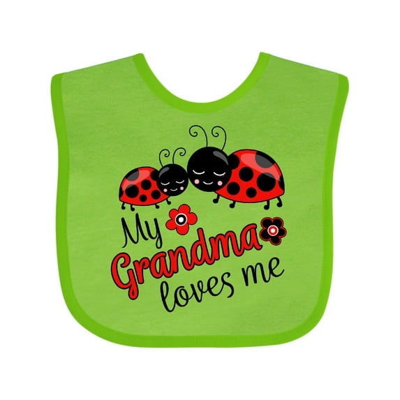 Inktastic My Grandma Loves Me with Cute Ladybugs Boys or Girls Baby Bib