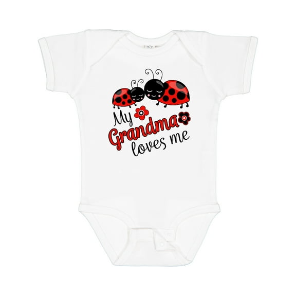Inktastic My Grandma Loves Me with Cute Ladybugs Boys or Girls Baby Bodysuit
