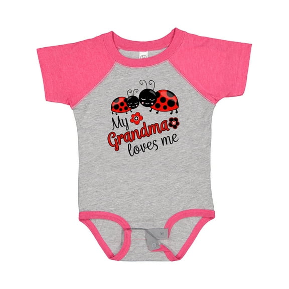 Inktastic My Grandma Loves Me with Cute Ladybugs Boys or Girls Baby Bodysuit