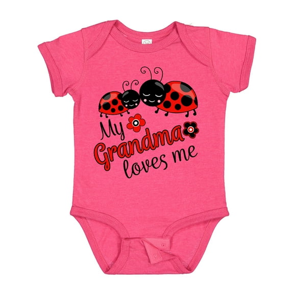 Inktastic My Grandma Loves Me with Cute Ladybugs Boys or Girls Baby Bodysuit