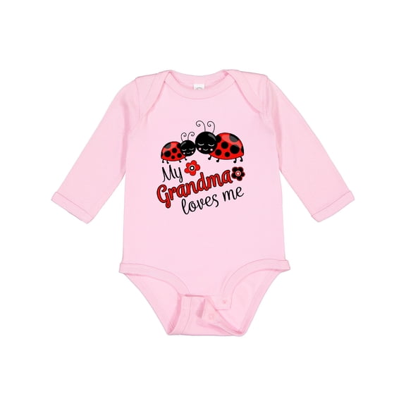 Inktastic My Grandma Loves Me with Cute Ladybugs Boys or Girls Long Sleeve Baby Bodysuit