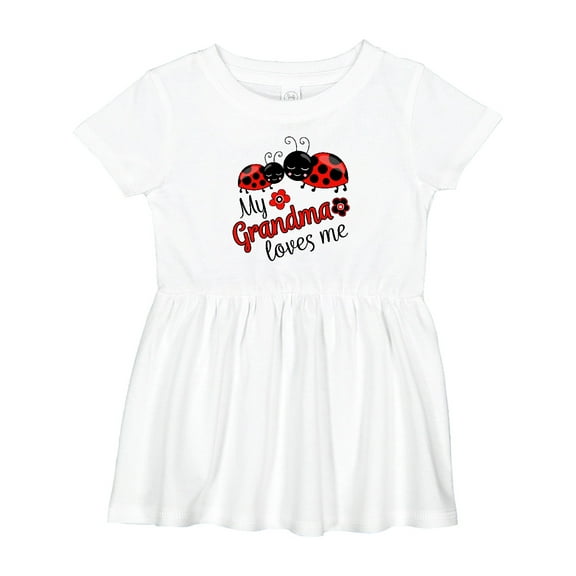 Inktastic My Grandma Loves Me with Cute Ladybugs Girls Baby Dress