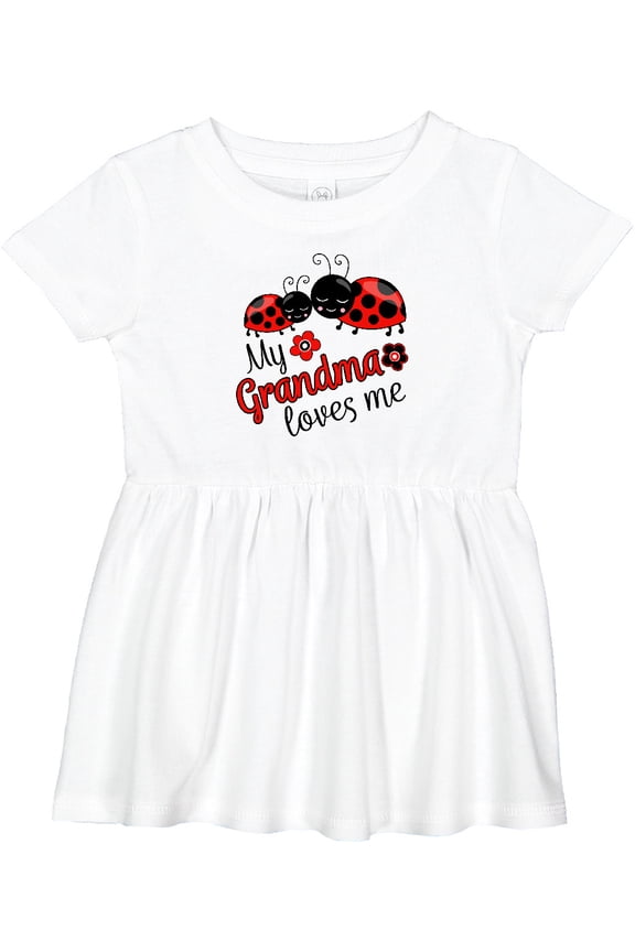 My Grandma Loves Me with Cute Ladybugs Girls Baby Dress