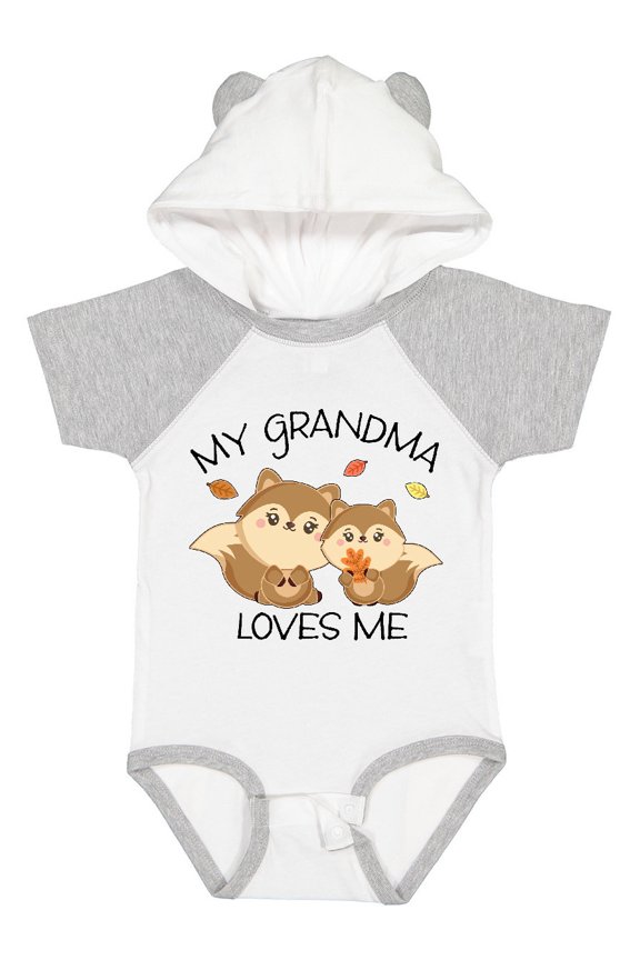 My Grandma Loves Me with Cute Squirrels in Autumn Boys or Girls Baby Bodysuit