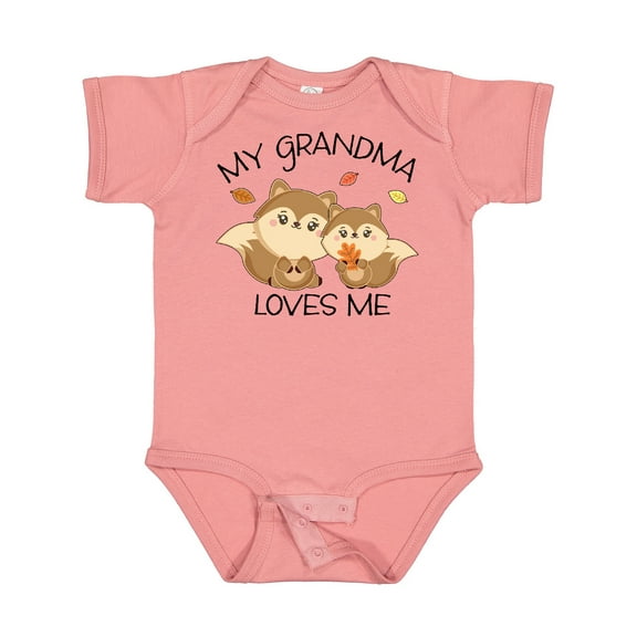 Inktastic My Grandma Loves Me with Cute Squirrels in Autumn Boys or Girls Baby Bodysuit