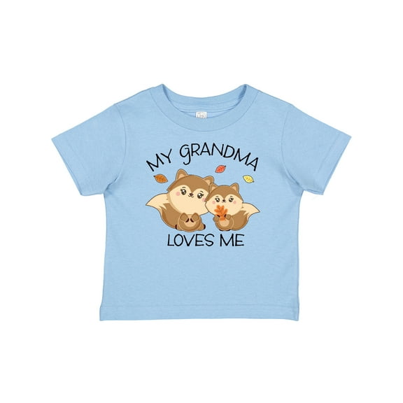 Inktastic My Grandma Loves Me with Cute Squirrels in Autumn Boys or Girls Baby T-Shirt