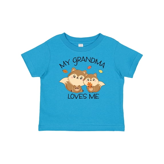 Inktastic My Grandma Loves Me with Cute Squirrels in Autumn Boys or Girls Baby T-Shirt