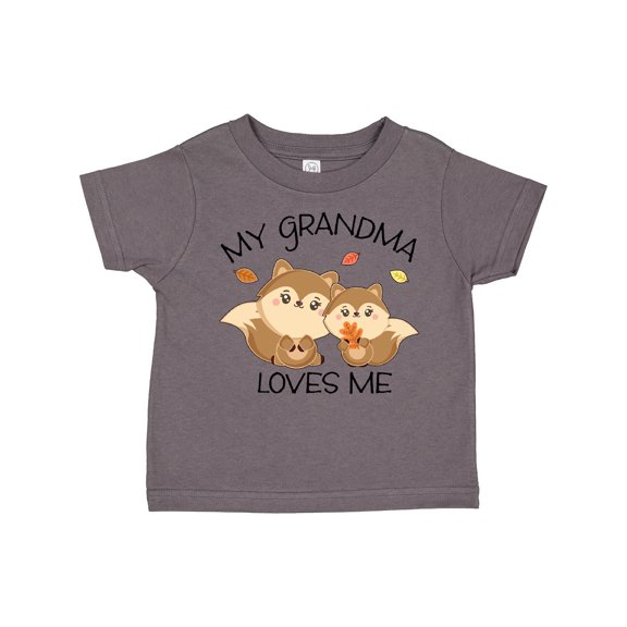 Inktastic My Grandma Loves Me with Cute Squirrels in Autumn Boys or Girls Toddler T-Shirt