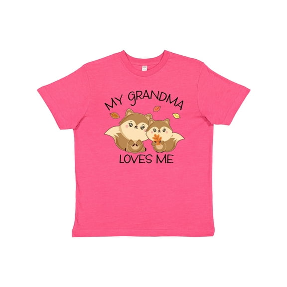Inktastic My Grandma Loves Me with Cute Squirrels in Autumn Youth T-Shirt