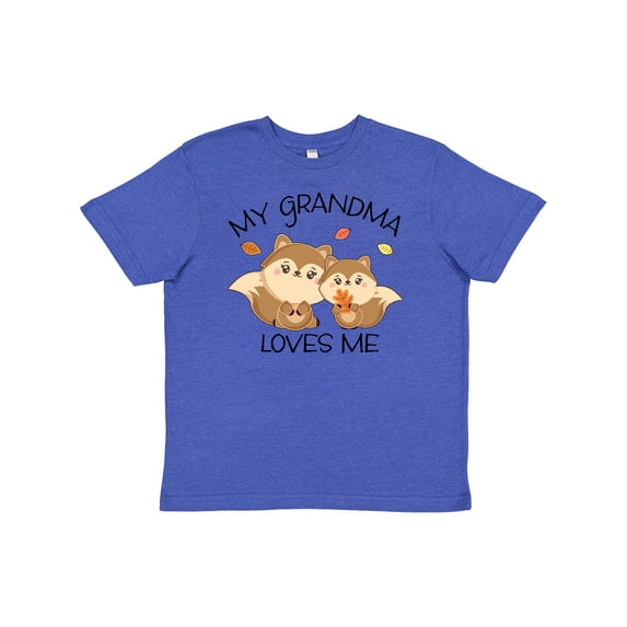 Inktastic My Grandma Loves Me with Cute Squirrels in Autumn Youth T-Shirt