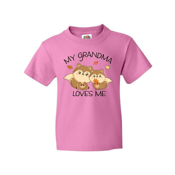Inktastic My Grandma Loves Me with Cute Squirrels in Autumn Youth T-Shirt