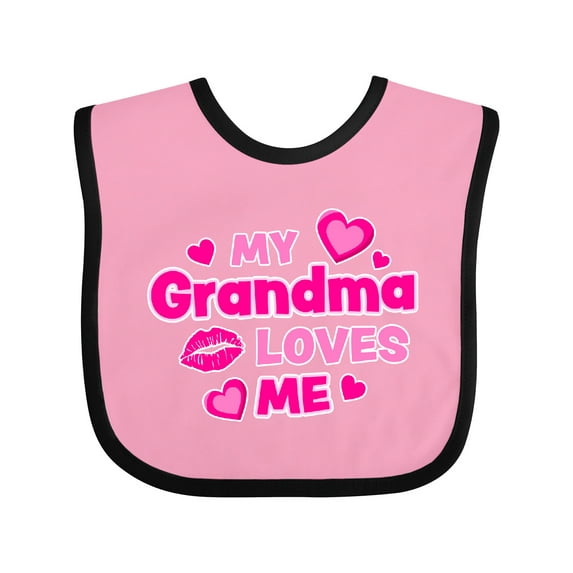 Inktastic My Grandma Loves Me with Hearts and Kiss Boys or Girls Baby Bib