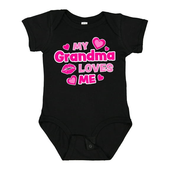 Inktastic My Grandma Loves Me with Hearts and Kiss Boys or Girls Baby Bodysuit
