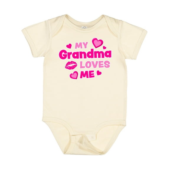 Inktastic My Grandma Loves Me with Hearts and Kiss Boys or Girls Baby Bodysuit
