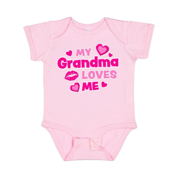 Inktastic My Grandma Loves Me with Hearts and Kiss Boys or Girls Baby Bodysuit
