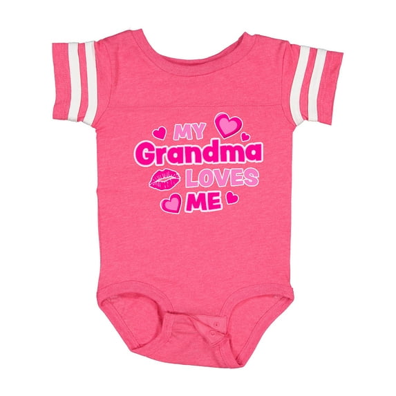 Inktastic My Grandma Loves Me with Hearts and Kiss Boys or Girls Baby Bodysuit