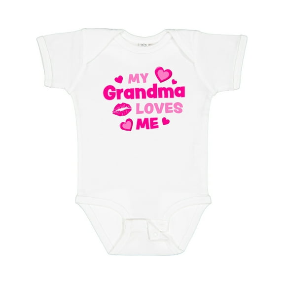 Inktastic My Grandma Loves Me with Hearts and Kiss Boys or Girls Baby Bodysuit