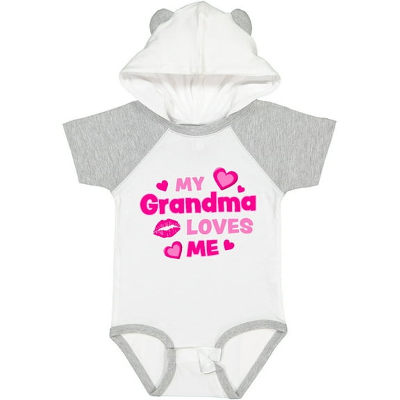 Inktastic My Grandma Loves Me with Hearts and Kiss Boys or Girls Baby Bodysuit