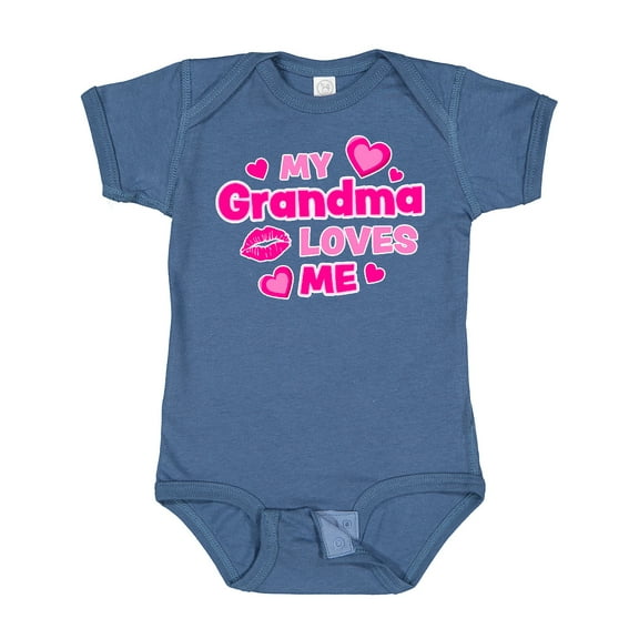 Inktastic My Grandma Loves Me with Hearts and Kiss Boys or Girls Baby Bodysuit