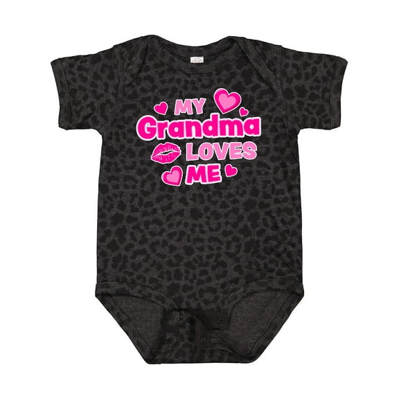 Inktastic My Grandma Loves Me with Hearts and Kiss Boys or Girls Baby Bodysuit