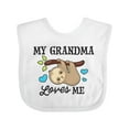 thumbnail image 1 of Inktastic My Grandma Loves Me with Sloth and Hearts Boys or Girls Baby Bib, 1 of 4