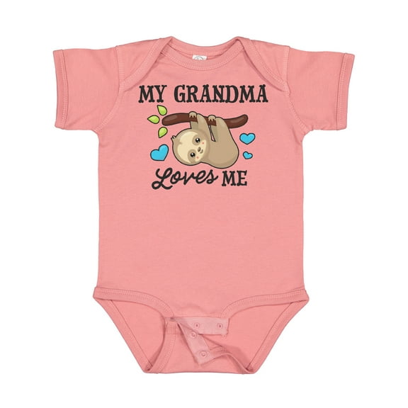 Inktastic My Grandma Loves Me with Sloth and Hearts Boys or Girls Baby Bodysuit