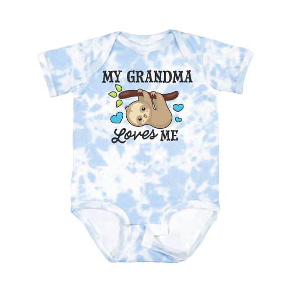 Inktastic My Grandma Loves Me with Sloth and Hearts Boys or Girls Baby Bodysuit