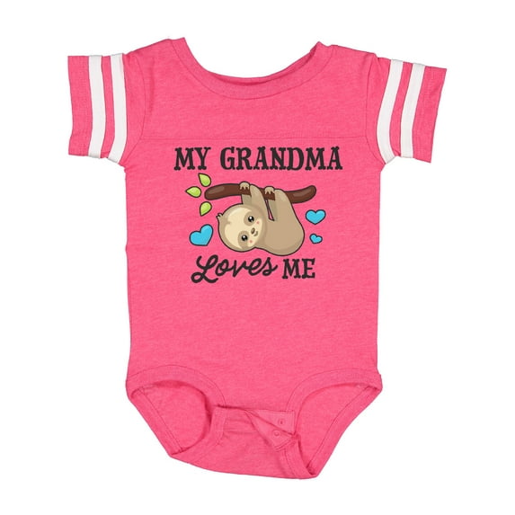 Inktastic My Grandma Loves Me with Sloth and Hearts Boys or Girls Baby Bodysuit