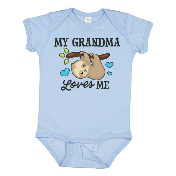 Inktastic My Grandma Loves Me with Sloth and Hearts Boys or Girls Baby Bodysuit