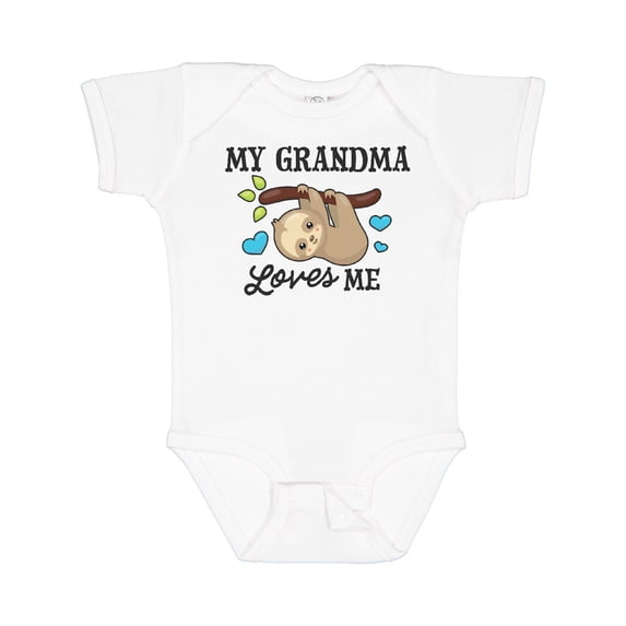Inktastic My Grandma Loves Me with Sloth and Hearts Boys or Girls Baby Bodysuit