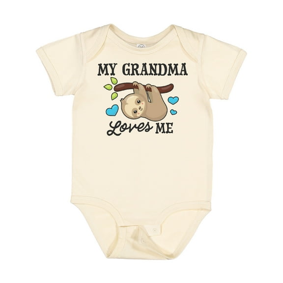 Inktastic My Grandma Loves Me with Sloth and Hearts Boys or Girls Baby Bodysuit