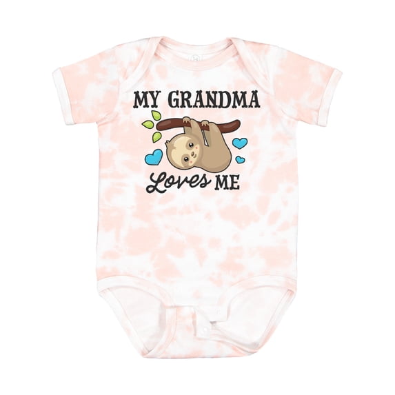 Inktastic My Grandma Loves Me with Sloth and Hearts Boys or Girls Baby Bodysuit