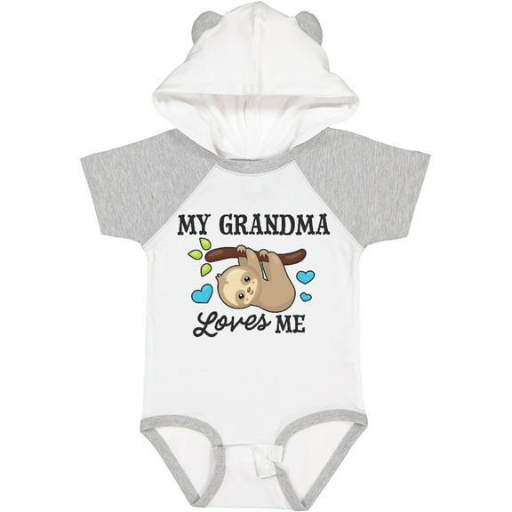 Inktastic My Grandma Loves Me with Sloth and Hearts Boys or Girls Baby Bodysuit