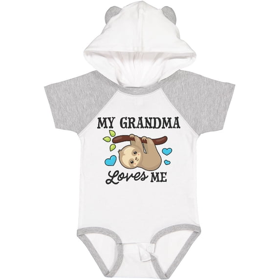 Inktastic My Grandma Loves Me with Sloth and Hearts Boys or Girls Baby Bodysuit